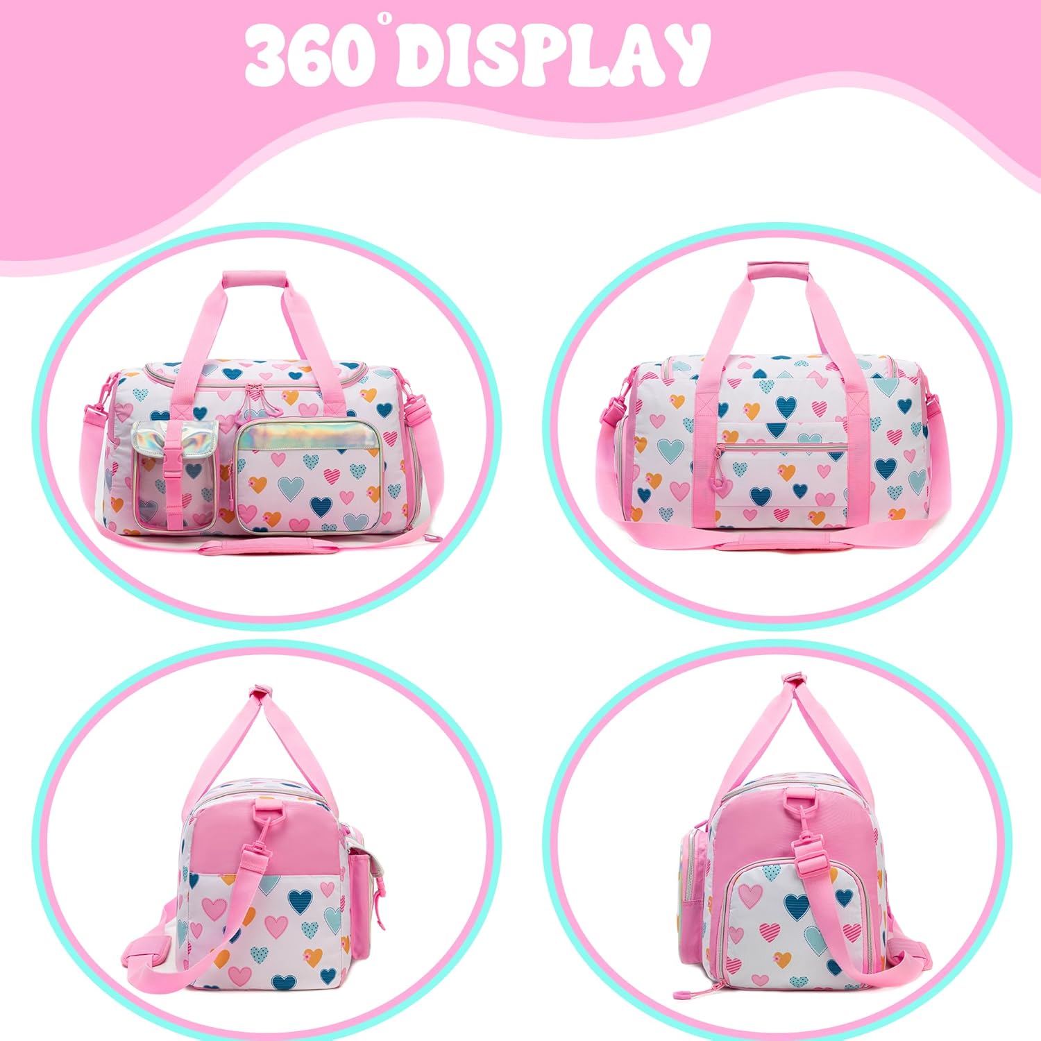 Kids Duffle Bag Girls Dance Bag for Kids Overnight Bags for Teen Girls Sports Gymnastics Bags with Shoe Compartment - Image 3