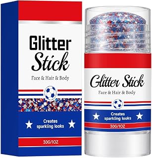 Glitterstick För 4 Juli Vattentät, Skimrande och Portabel | Kroppsmakeup Och Ansiktsglitter för Kvinnor, Barn, Memorial Day, Veterans Day, Parader, Fester samt Skol evenemang