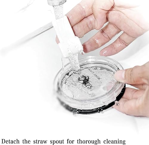 Miniatura 6 de Vaso de acero inoxidable aislado al vacío con tapa de 20 onzas, con popote extraíble, color blanco, apto para lavavajillas, a prueba de derrames,