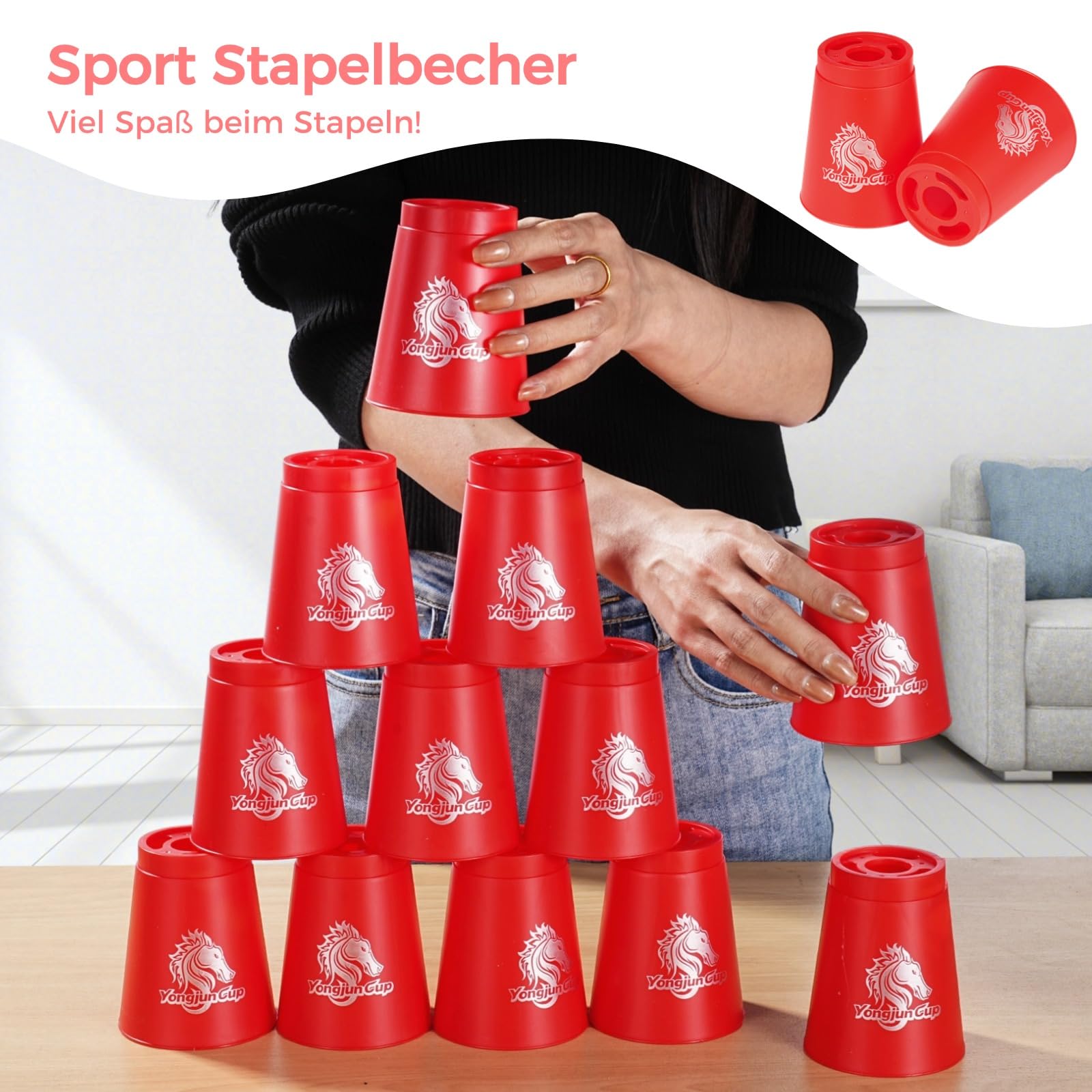 Yeesport Set De Vasos Apilables Deportivos – 48 Piezas En 4 Colores Con Bolsa De Malla, Entrenamiento De Velocidad Y Reflejos Para Niños Y Adultos