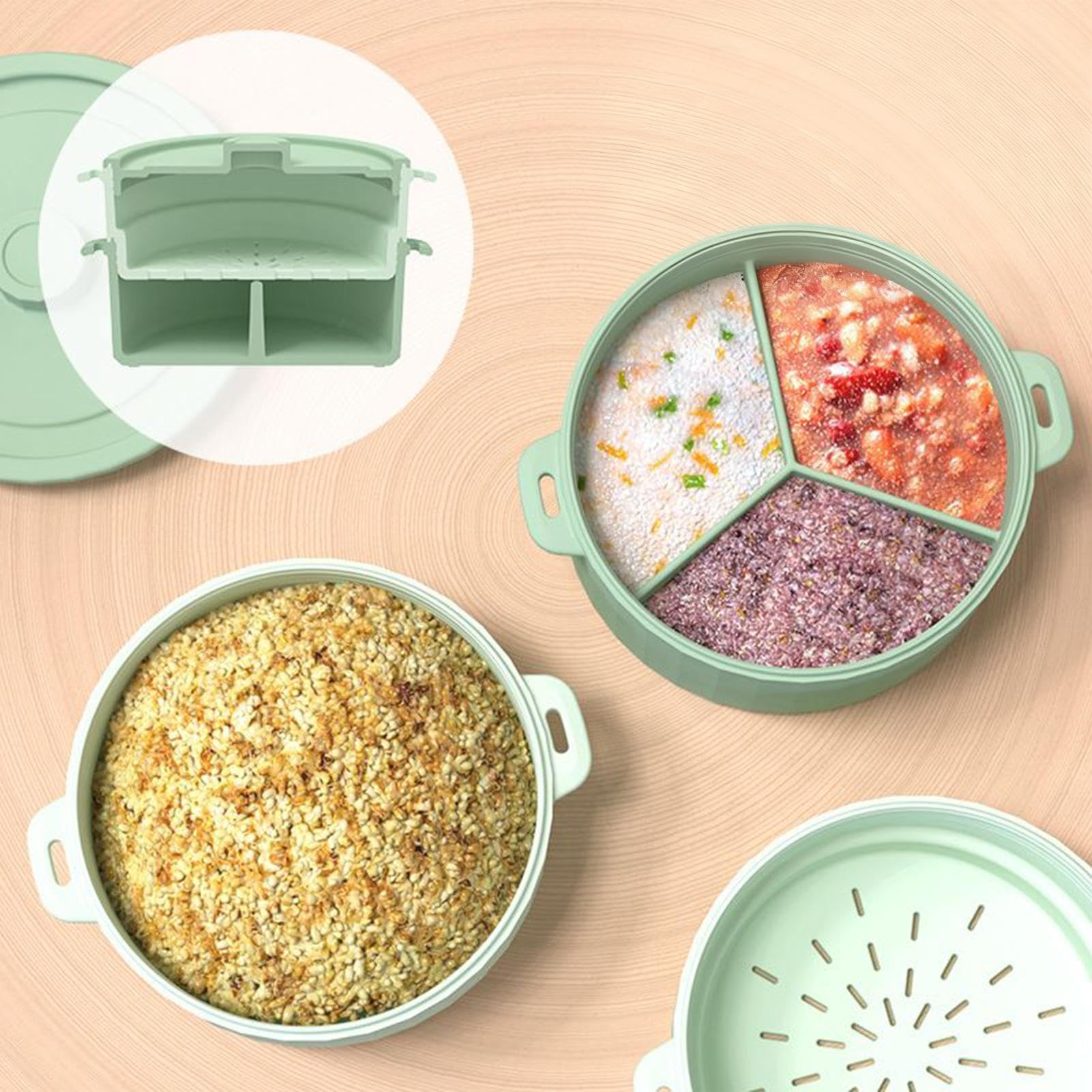 Vaporera De Microondas Resistente al Calor, Antiadherente y Plegable para | Cocedor Al Vapor Con Tapa Para Microondas Cocción Al Vapor Verduras Niños Pasta Harina Maíz Preparación Almacén