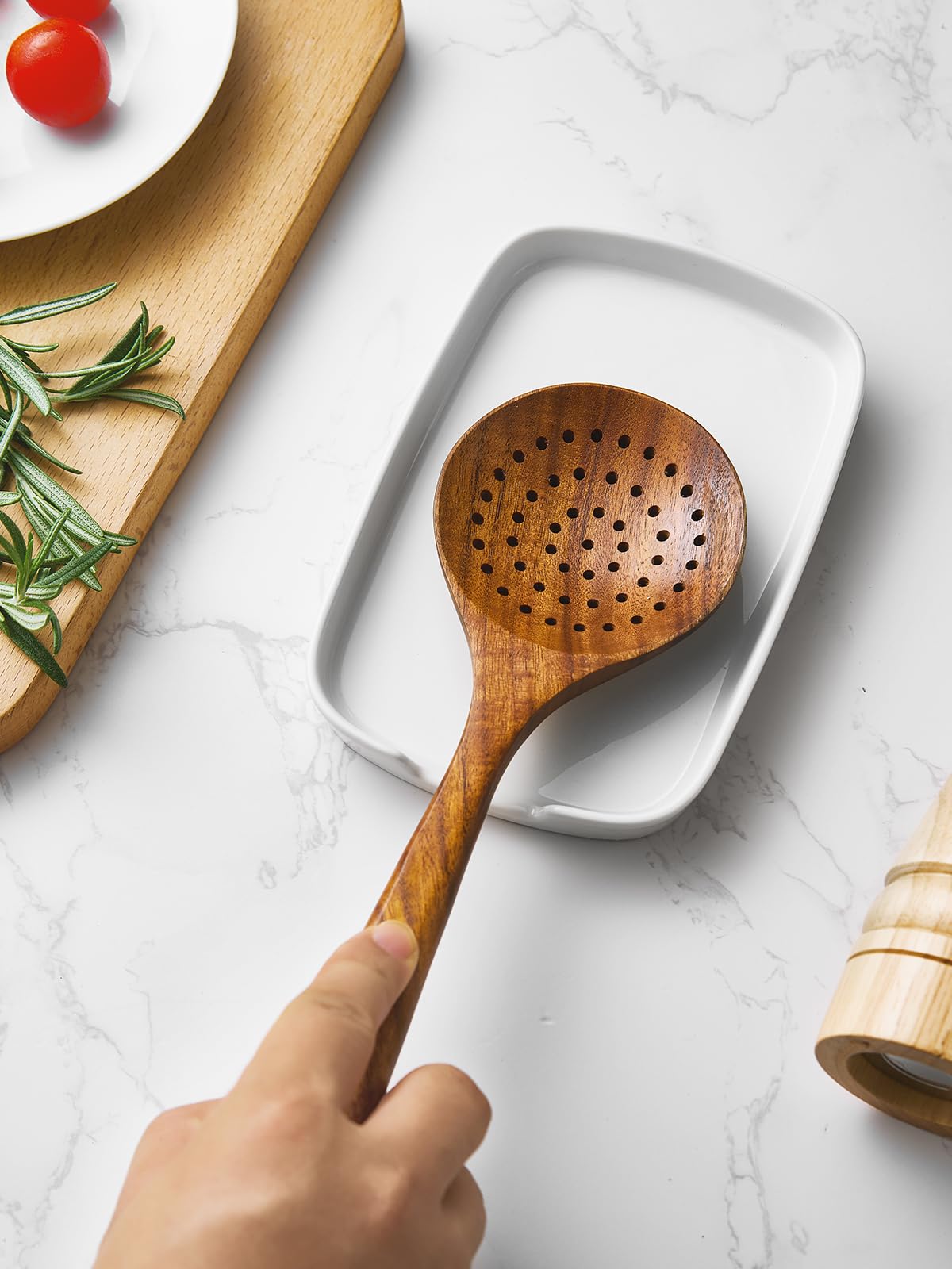 ABRUTY Spoon Rest for Stove Top Ceramic Spoon Holder for Kitchen Counter Modern Farmhouse Kitchen Decor Accessories for Spatula Spoons or Tongs (A-White - Image 2