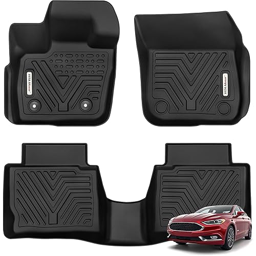 YITAMOTOR Floor Mats Compatible with 2017-2020 Ford Fusion/Lincoln MKZ, Custom Fit Floor Liners, 1st & 2nd Row All-Weather Protection, Black
