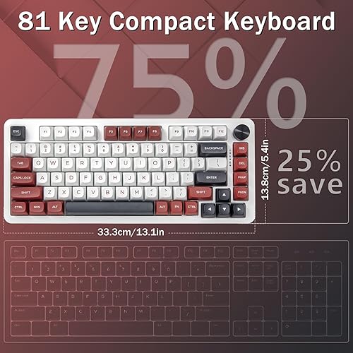 Miniatura 7 de E-YOOSO Teclado mecánico para juegos 75% con cable, sonido cremoso, interruptores lineales prelubricados intercambiables en caliente, estructura de