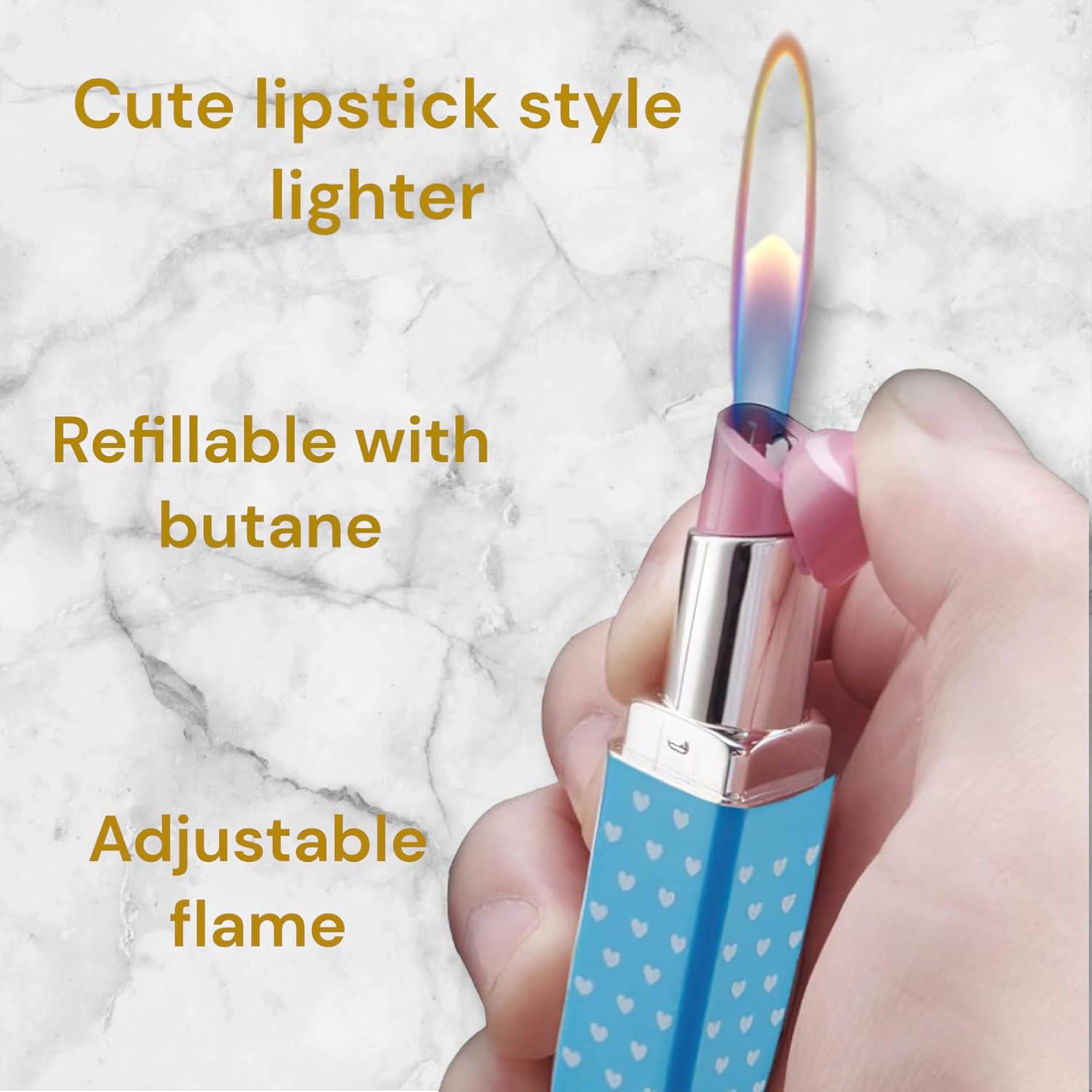 NIVEK Lipstick Lighter Kitty KT Cat Kawaii Kulomi Melody Bunny Rabbit Collectable (Blue Hearts)