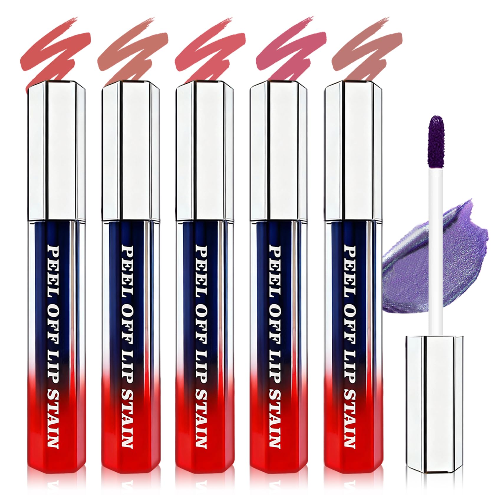 IONSGAKO 5 Colors Peel Off Lip Stain and Liner Set, Matte Finish for Women