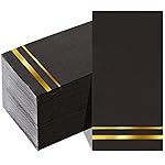 BUCLA 100-Count 3-Ply Black and Gold Napkins - Black Paper Dinner Napkins Disposable Premium Quality, Disposable Soft, Absorbent for Party, Wedding, Kitchen&New Year