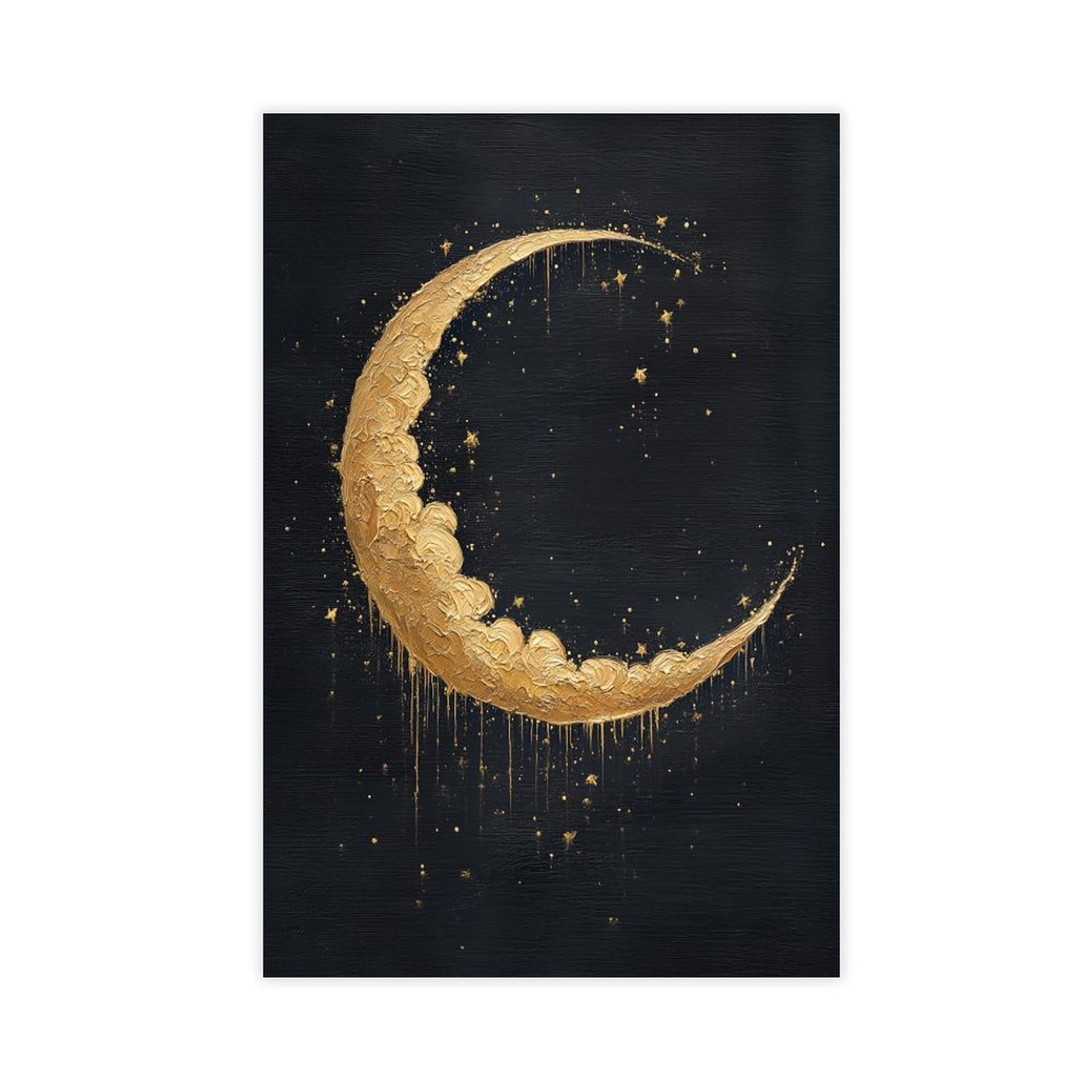 Bareronor Golden Moon Poster Canvas Poster Bedroom Decor Landscape Office Room Decor Gift 24" L X 36" W