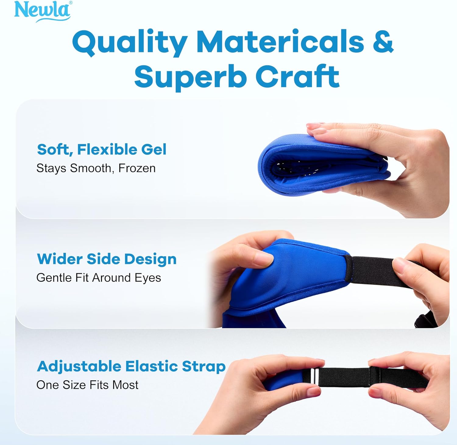 Cooling Eye Mask with Gel Cold Therapy: Contoured Reusable Ice Compress for Puffiness, Eye Fatigue, Sinus Pressure, After-Surgery Recovery, Universal Adjustable Fit for Travel, Beauty (Blue)