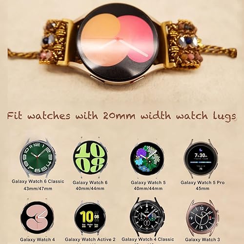 Miniatura 2 de FAVZCBVIN Correa de reloj bohemia compatible con Samsung Galaxy Watch 6 5 y 4 Active 21 de 1.575 pulgadas, 1.732 pulgadas, Galaxy Watch 5 Pro de