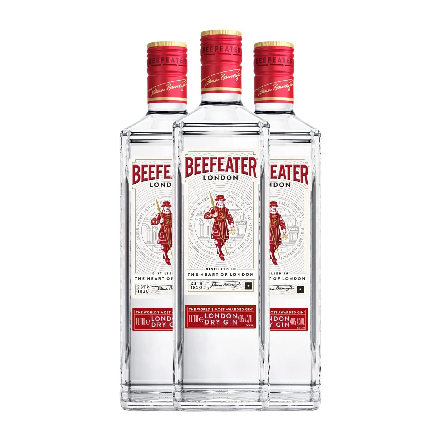 Ginebra Beefeater Botella Misil 1 L (Caja de 3 Botella Misil de 1 L)