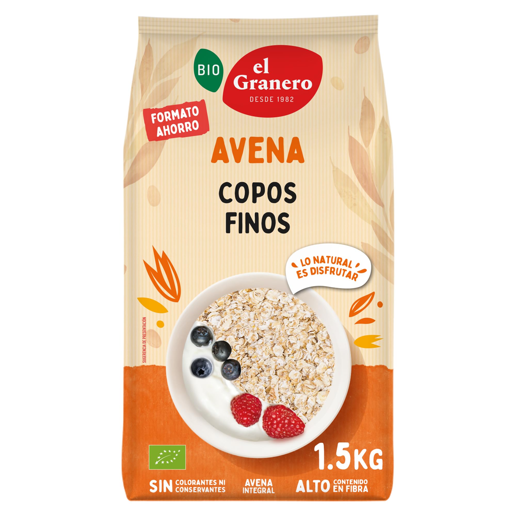 Copos Suaves Avena Integral Ecológica 1.5 kg Sin Azúcar Alto Contenido Fibra Proteínas