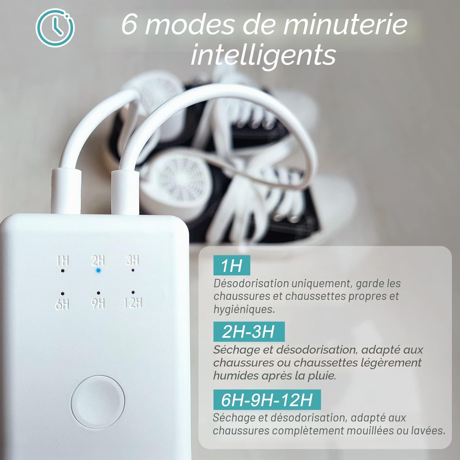 Voolex Sèche Chaussures, Électrique Ozone Stérilisation Désodorisant avec Minuterie, Bottes Chauffées Chaussettes Chaudes, Spécialement pour le Pied D'athlète, Forme de Pied Adulte | Faible Bruit