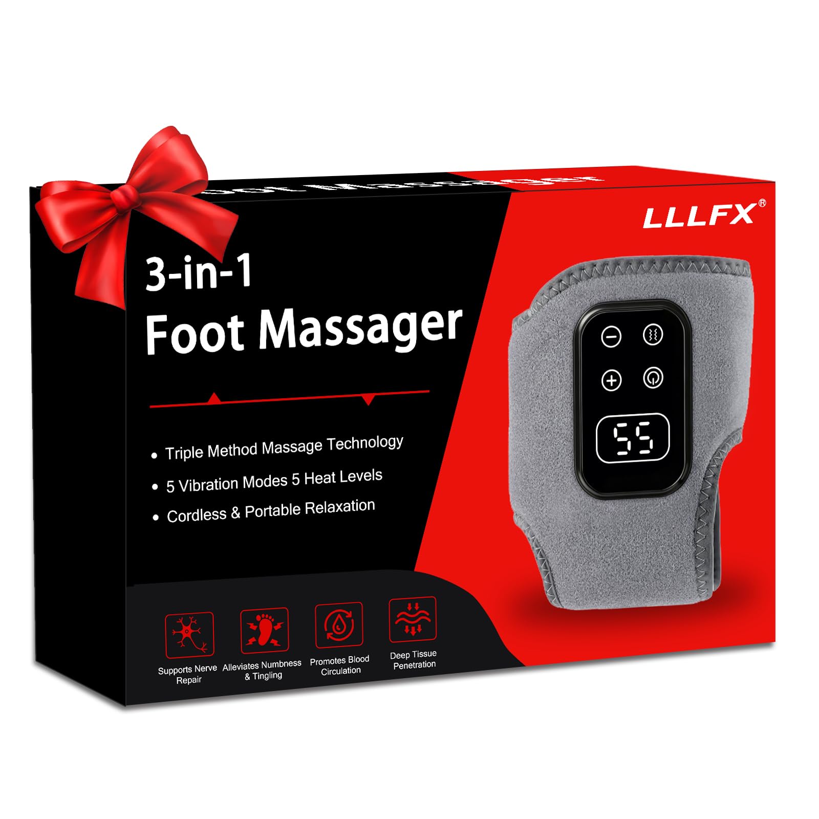 Photo 1 of 1 -Pack 2026 Upgraded Neuropathy Foot Massager ?Plantar Fasciitis Relief, 5 Vibration Modes and 5 Heating Levels, Wireless and Portable?Grey