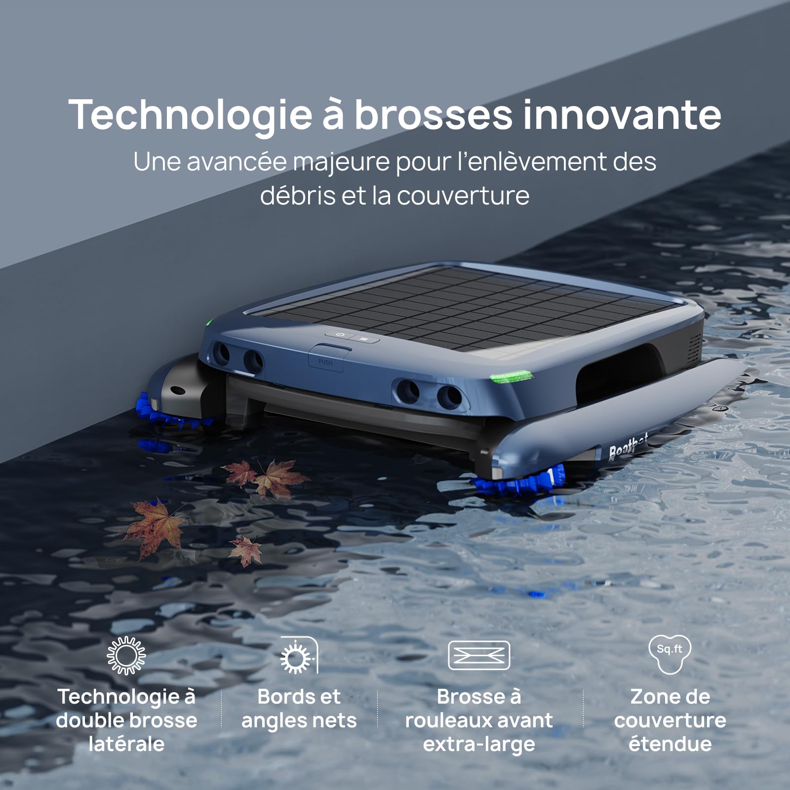 Beatbot iSkim Ultra Robot Piscine sans Fil Solaire,Double Recharge | Nettoyage Surface 24/7,Clarification Automatique de l’Eau,Contrôle App,Nettoyage Bords & Coins,Skimmer Piscine Intelligent