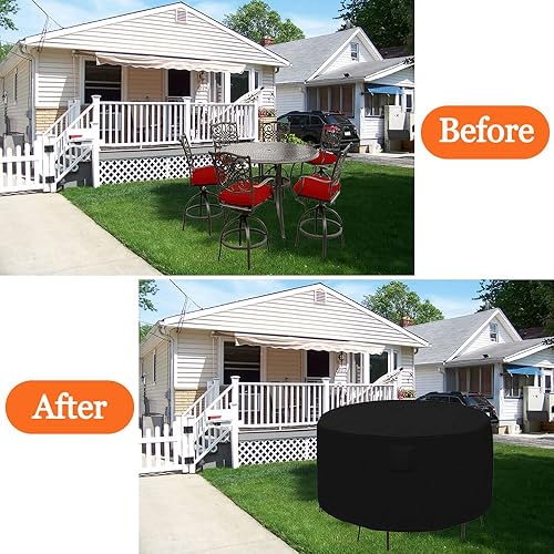 Miniatura 6 de Juego de mesa y silla redonda de 94 pulgadas de alto, resistente al agua, para exteriores, 94 pulgadas de diámetro x 45 pulgadas de alto, color