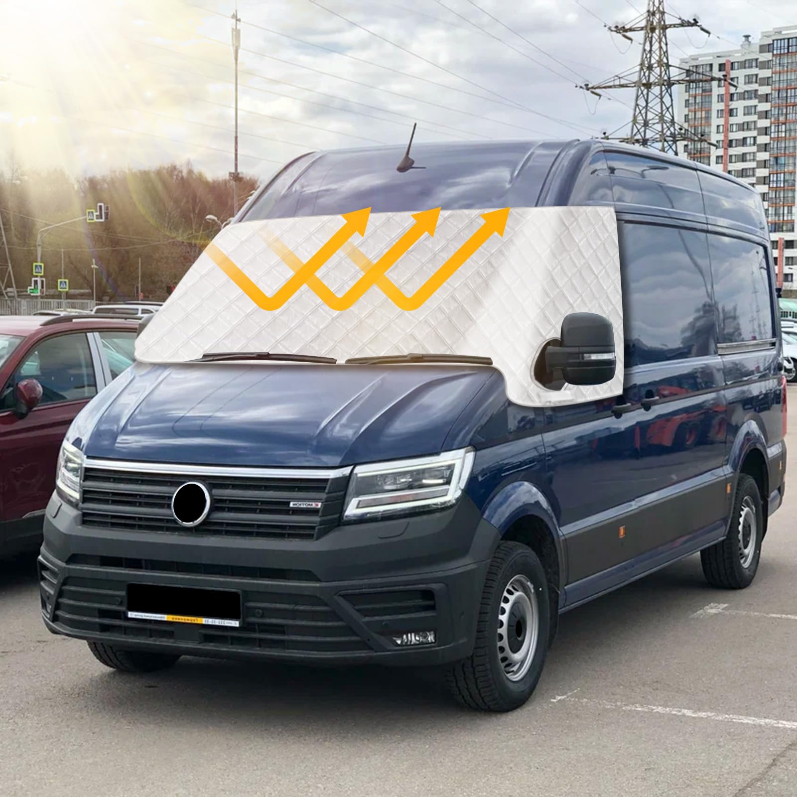 Tenda parasole per parabrezza per VW Crafter 2018-2023, parasole esterno riflettente a 5 strati, copertura protettiva anti-UV/antigelo/antighiaccio/antipolvere per VW Crafter 2018-2023