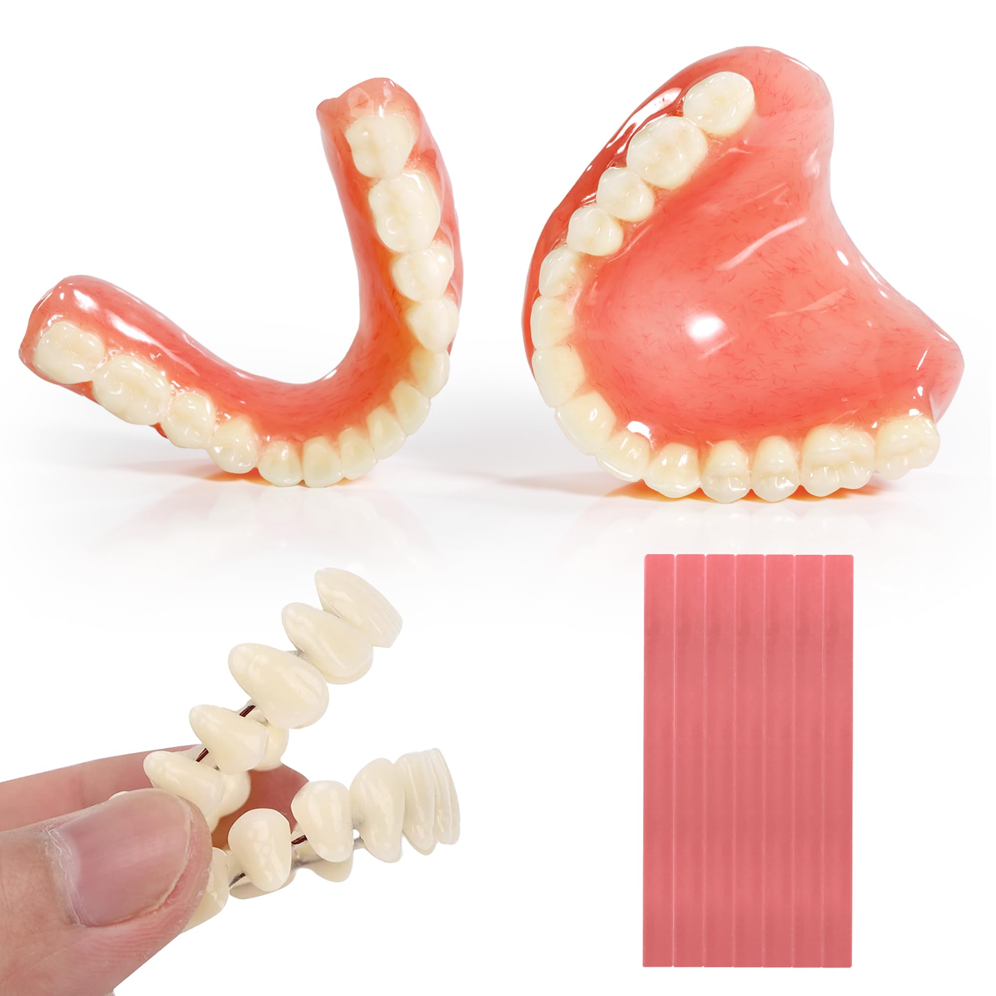 DIY Denture Kit for Upper & Lower Teeth | Custom Self-Fit Denture Set | Moldable False Teeth, Adjustable & Reusable Smile Kit for Men & Women | RED