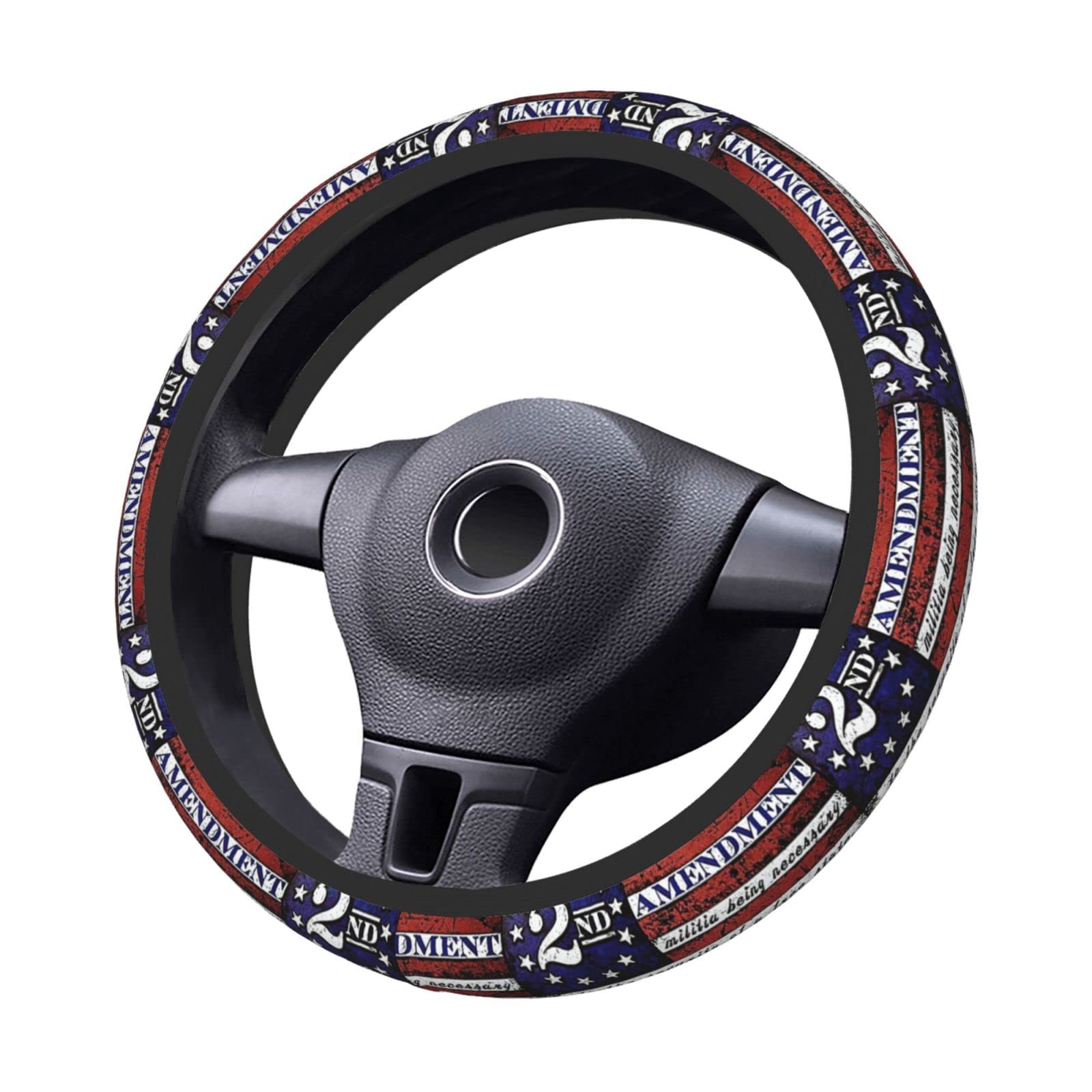 Shihaiyunbai2nd American Flag Steering Wheel Cover - Universal Elastic Stretch Steering Wheel Covers Fits Most Vehicles