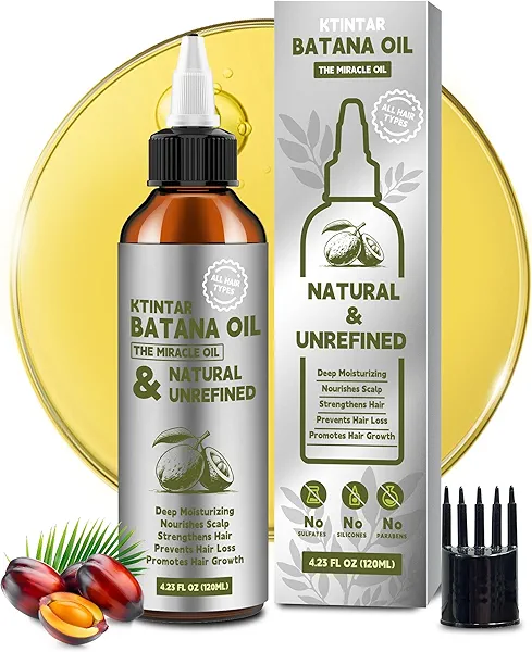 Ktintar 100% Natural Raw Batana Oil for Hair Growth, Dr Sebi Hair Growth Oil From Honduras, Thicker & Stronger Hair, Prevents Hair Loss, Eliminates Split Ends 4.23 Fl Oz (Pack of 1)