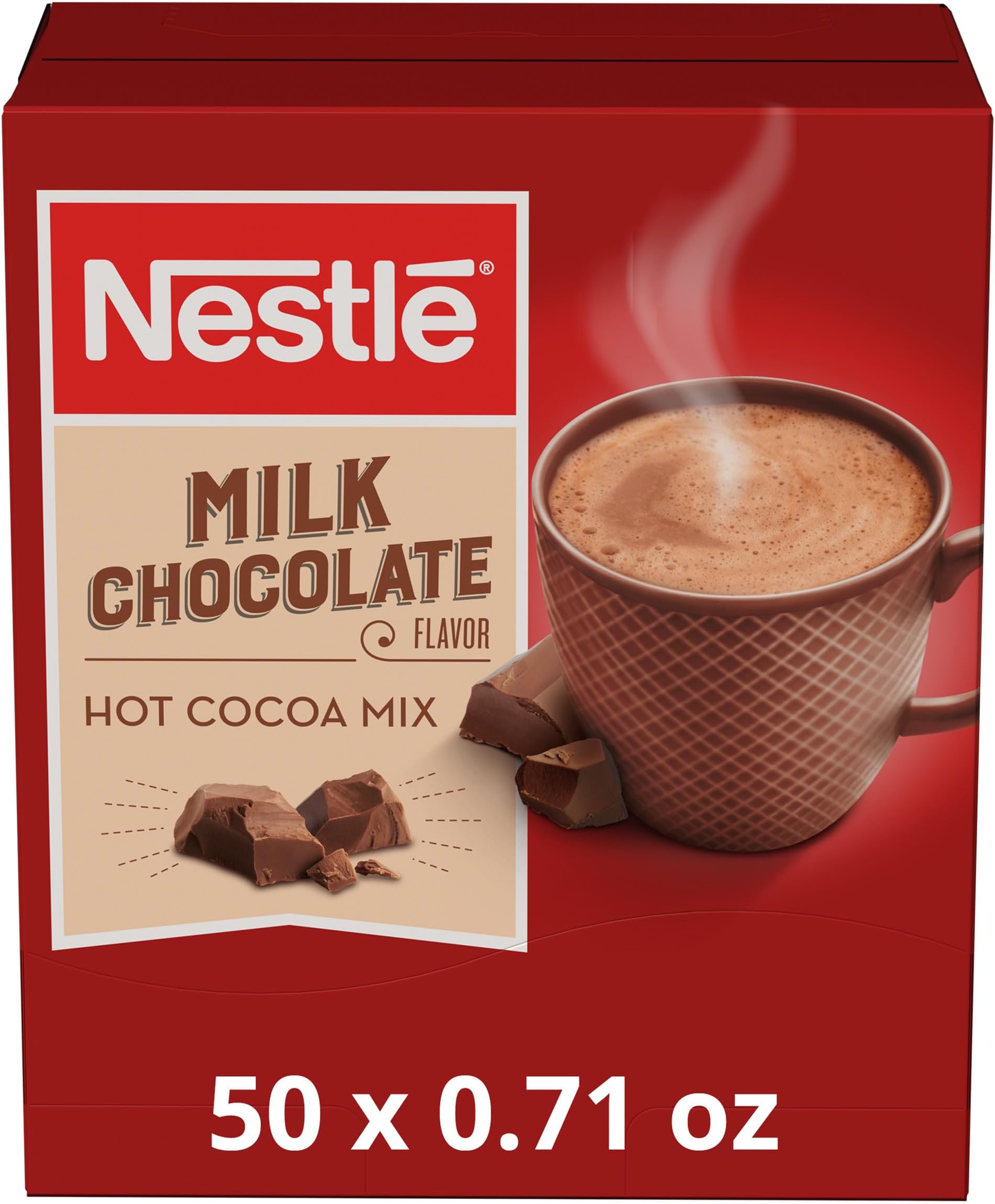 Nestle Hot Chocolate Packets, Milk Chocolate Flavor Hot Cocoa Mix, Made with Real Cocoa, Bulk Pack, 0.71 oz Packet (60 Count)