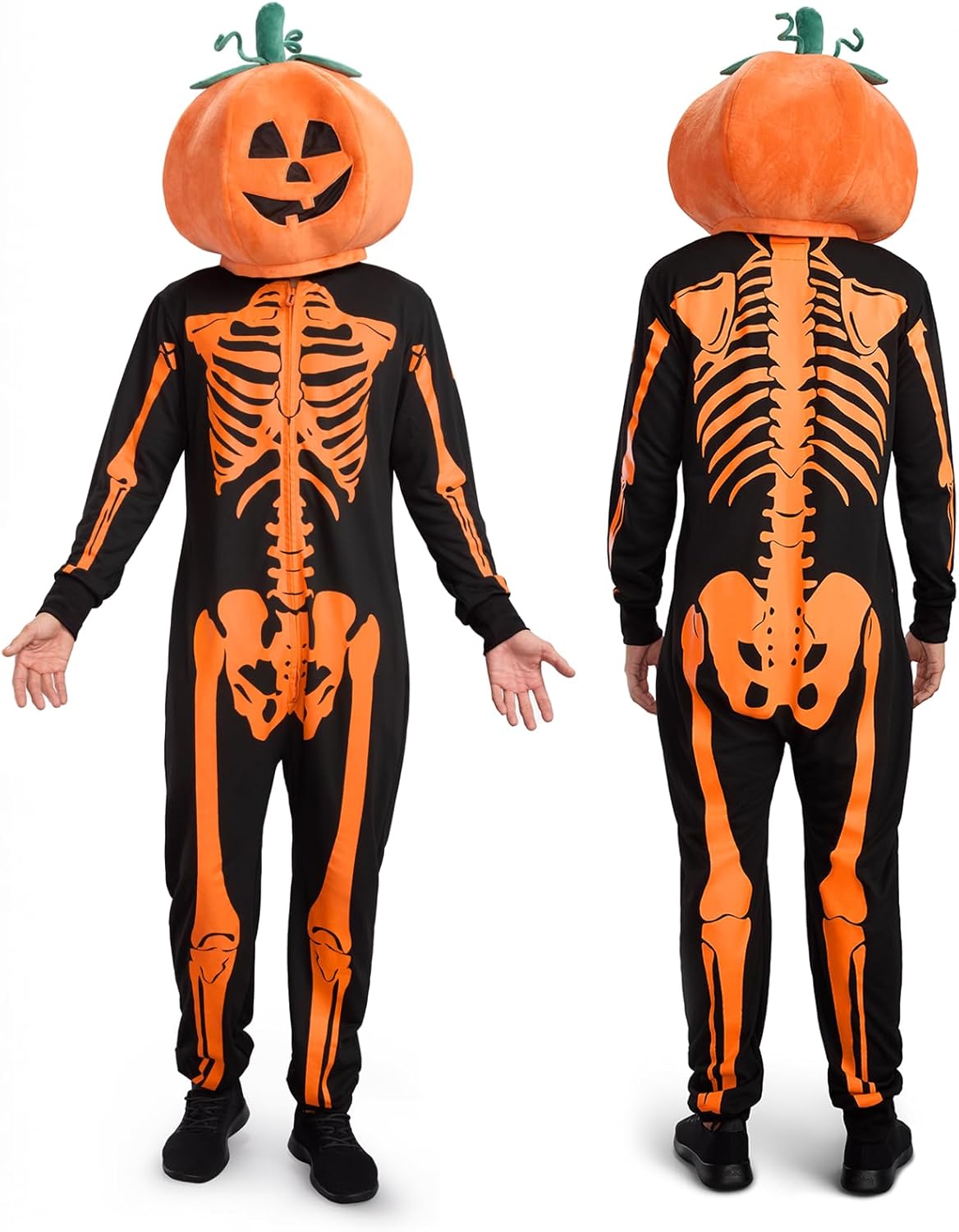 Tipsy Elves Halloween Skeleton Costume for Men - Comfy Adult Skeleton Jumpsuit with Hood