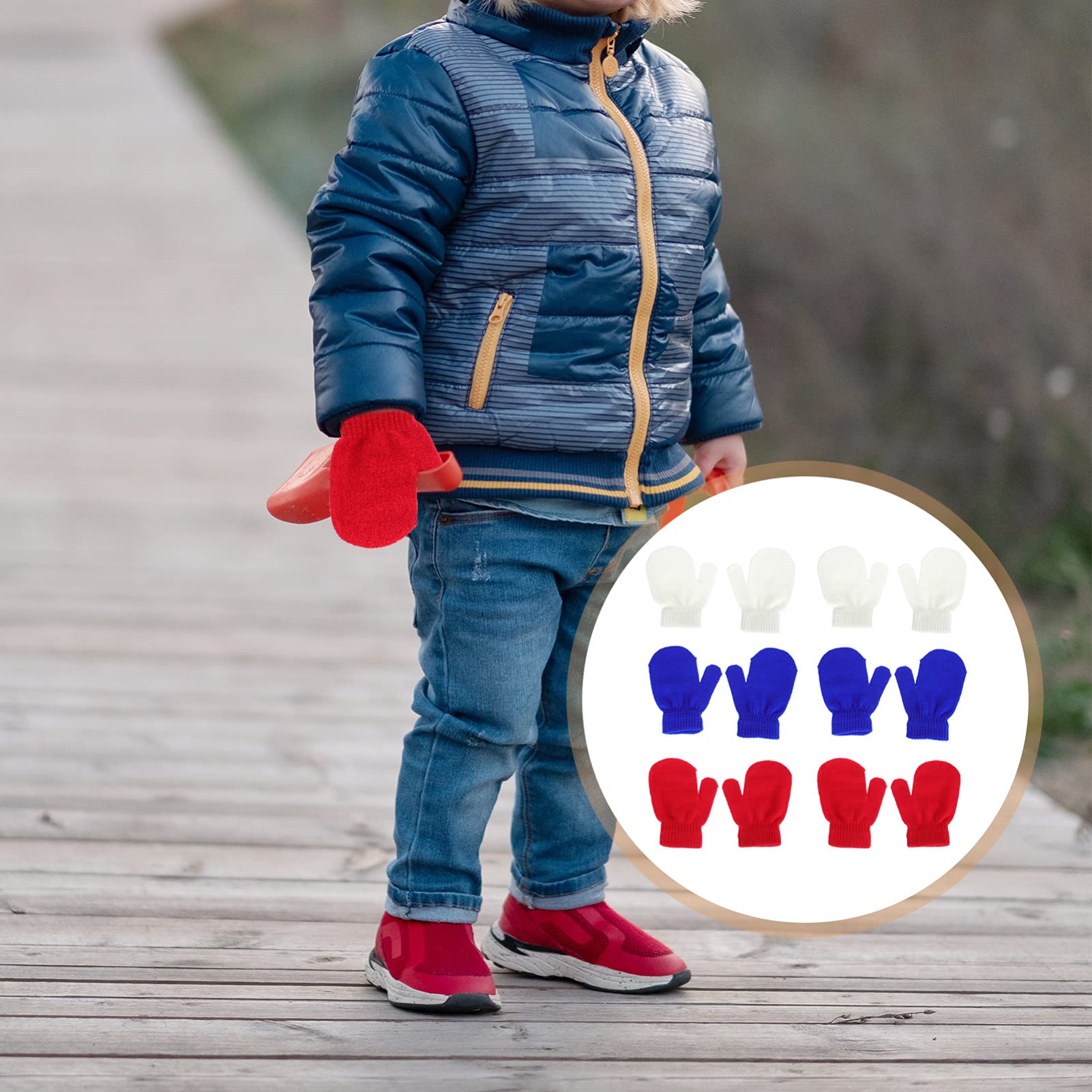 VALICLUD Guantes Rellenos De Calcetín De Navidad Frío Mitones Infantiles Mitones Calientes Mitones De Punto Gorro Forro Polar Mitones Bebe Botines Hilo Acrílico