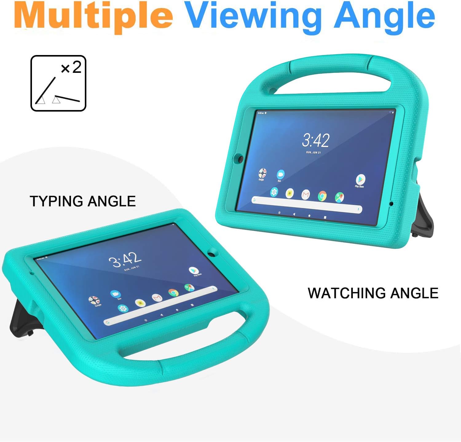 BMOUO Kids Case for Onn 8 inch Tablet, Onn 8 Tablet Case with Built-in Screen Protector, Shockproof Light Weight Handle Stand Kids Case for Onn 8 inch Tablet 2019 Model ONA19TB002 - Turquoise