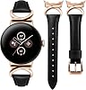 Minyee Leather Band Compatible with Google Pixel Watch 43 41mmPixel Watch 21 Bands Women,Slim Thin Dressy Designer Premium Leather Strap with C-Shape Metal Buckle for Google Smartwatch Accessories
