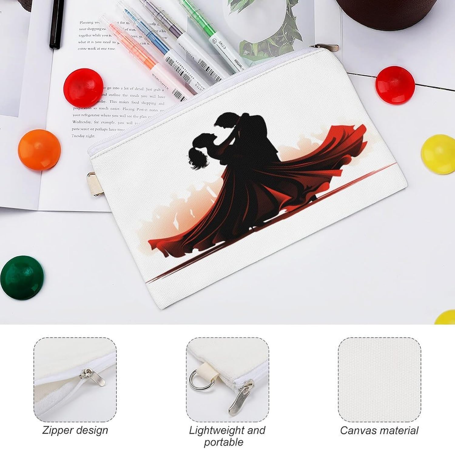 Ballroom Dance Coin Purse,Travel Portable Keychain Wallet Canvas Coin Wallets Mini Zipper Tool Bag Lightweight Change Purse