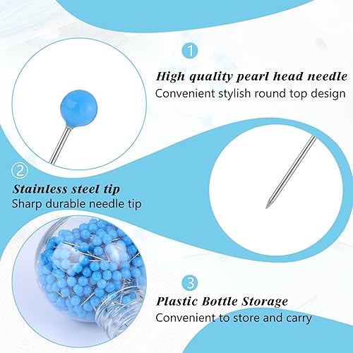 Miniatura 3 de Pnytty 600 alfileres de costura rectos para tela, alfileres de acolchado de 0.63 pulgadas, pequeños alfileres de costura rectos con cabeza de bola