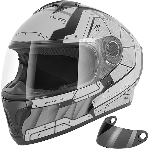 Spark Adults Full Face Motorcycle Helmet for Street Bike - DOT Certified Motorcycle Helmets with Advanced Ventilation & Quick Release, Lightweight ABS Shell for Commuting & Touring