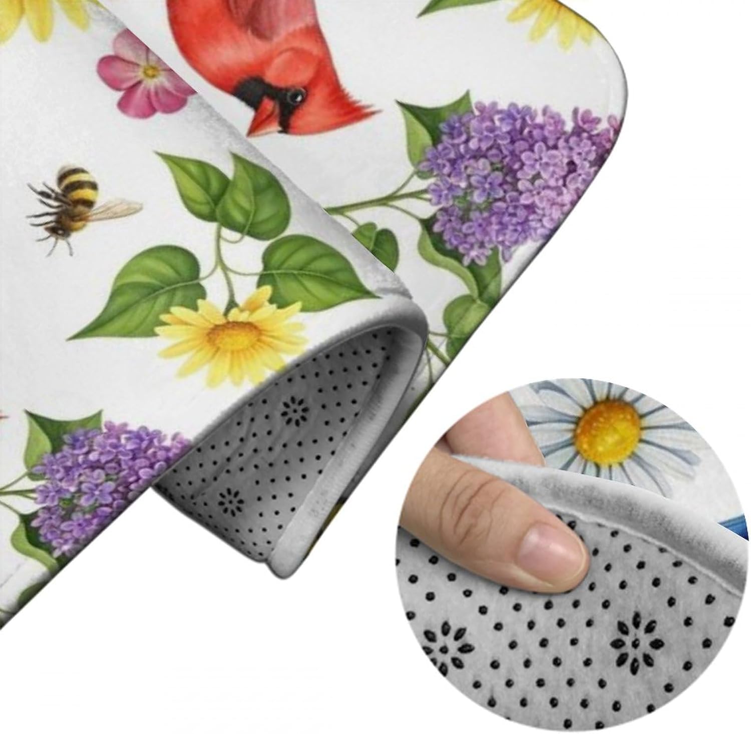 Quickly Dry Non-Slip Bathroom Rug Set, Birds Animal Flying Bath Mat Toilet Decor Mats 3 Pieces for Bath Floor, Washable and Art Pattern Bath Rug/Counter Mat/Lid Cover Mat