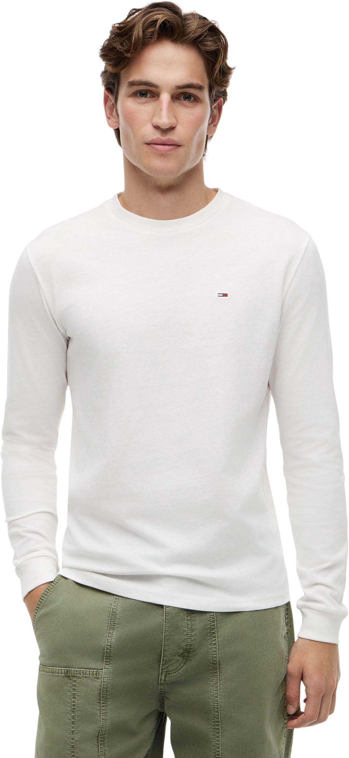 Tommy Jeans Uomo Magliette Maniche Lunghe Confezione da 2 Slim con Scollo Rotondo