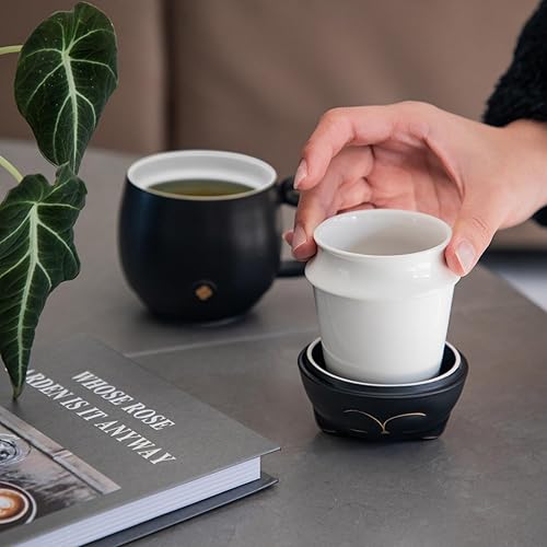 Miniatura 8 de HEER Taza de té de cerámica con infusor y tapa bonita taza de café de gato de la suerte regalo para los amantes de los gatos taza de té china de