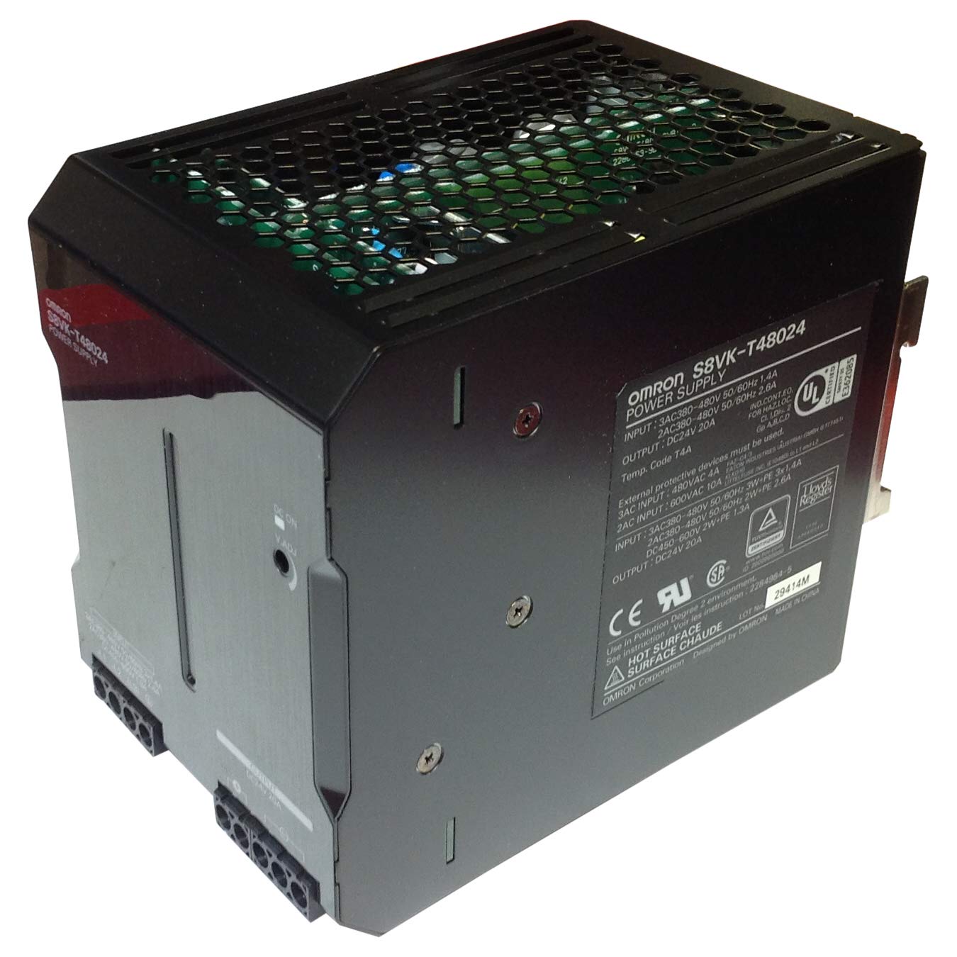 OMRON S8VK-T48024 3 Phase, 480 W, DIN Rail MOUNTING, Input: 380