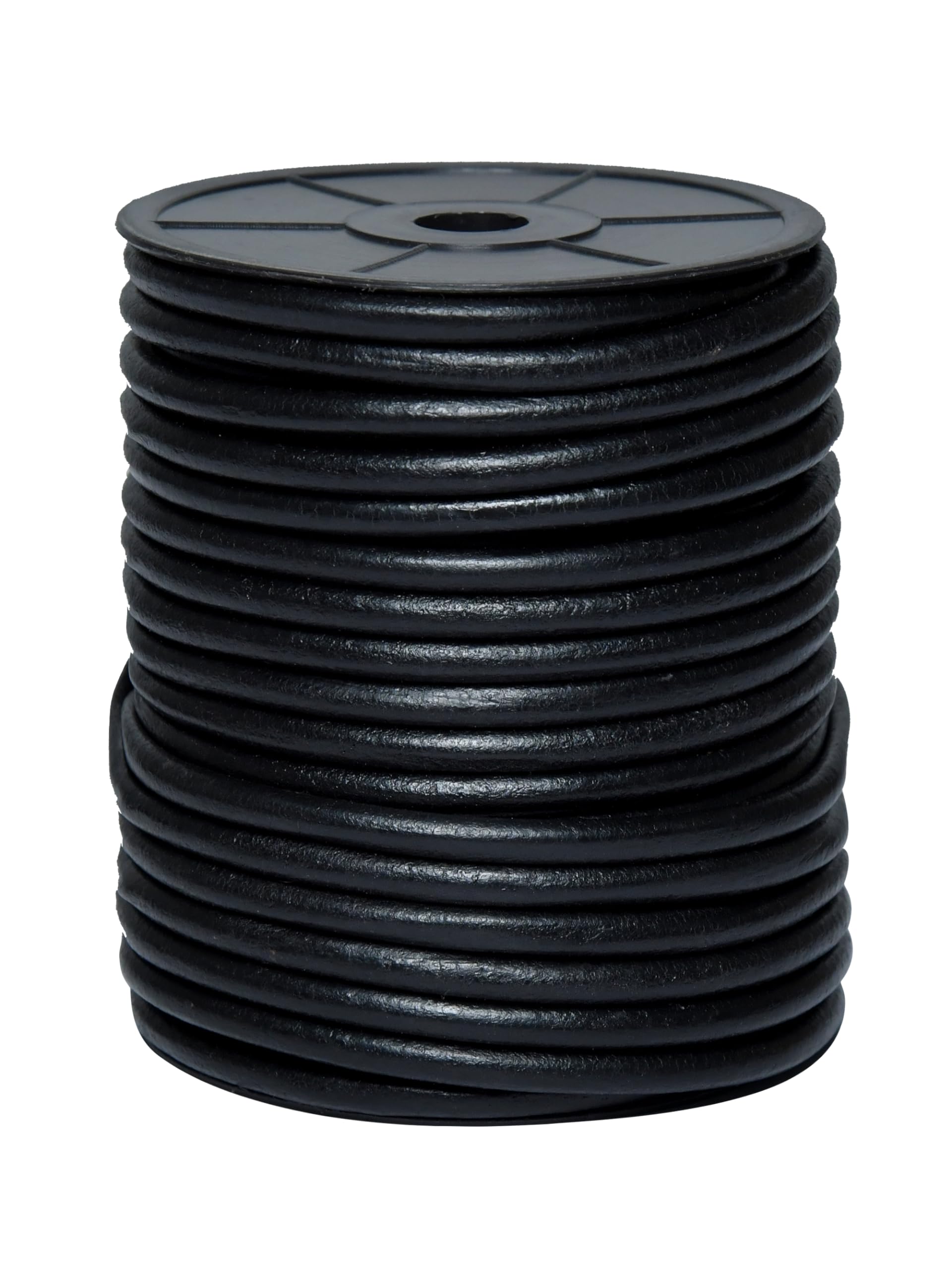Cords Essentials Round Leather String Cord 6mm Black 5.5 Yards
