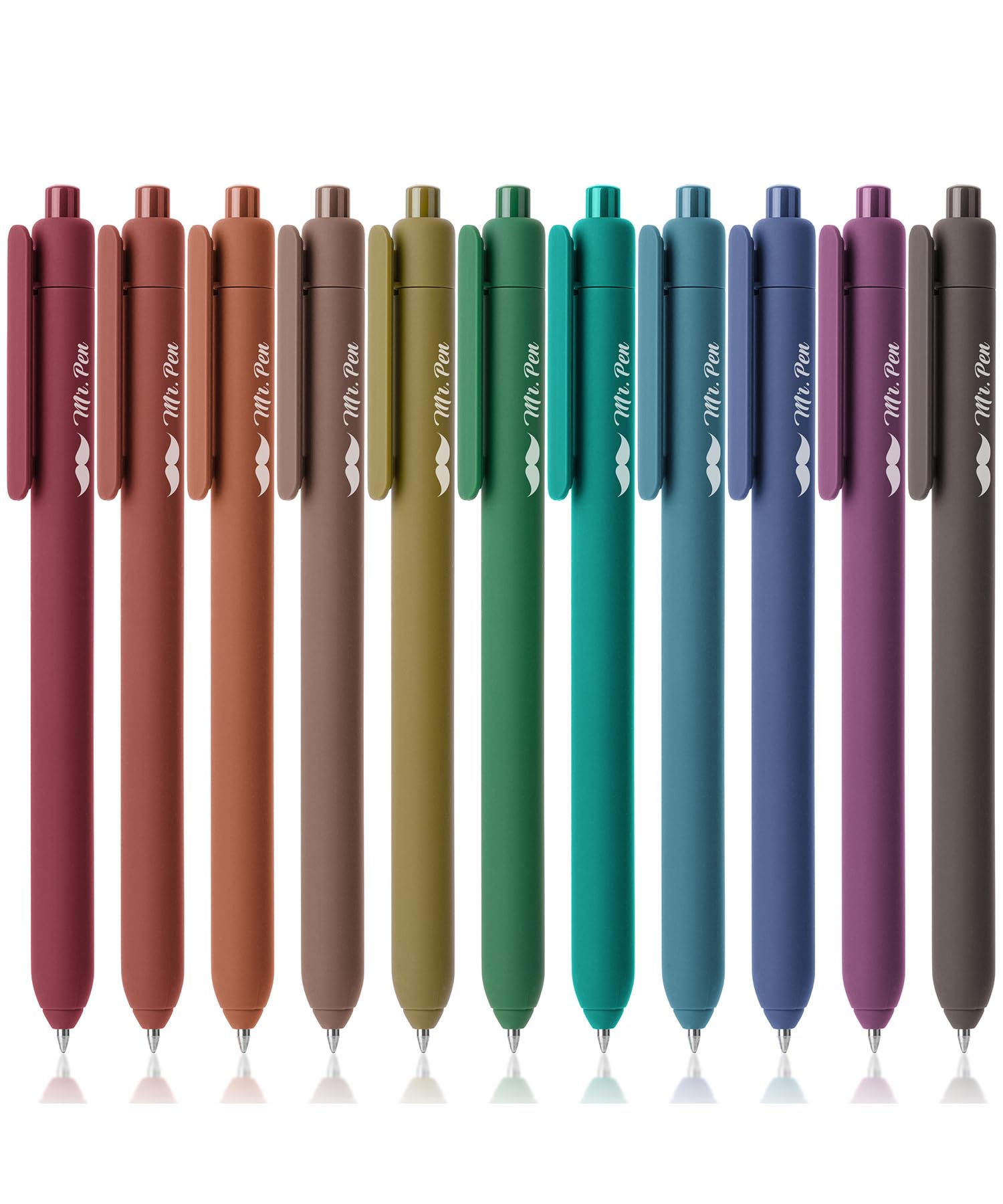 Mr. Pen- Retractable Gel Pens for Journaling, 11 Pack, Dark Vintage Color Inks, Fast Dry, Colorful & Soft grip Barrels, Smooth Writing, 0.7mm Fine