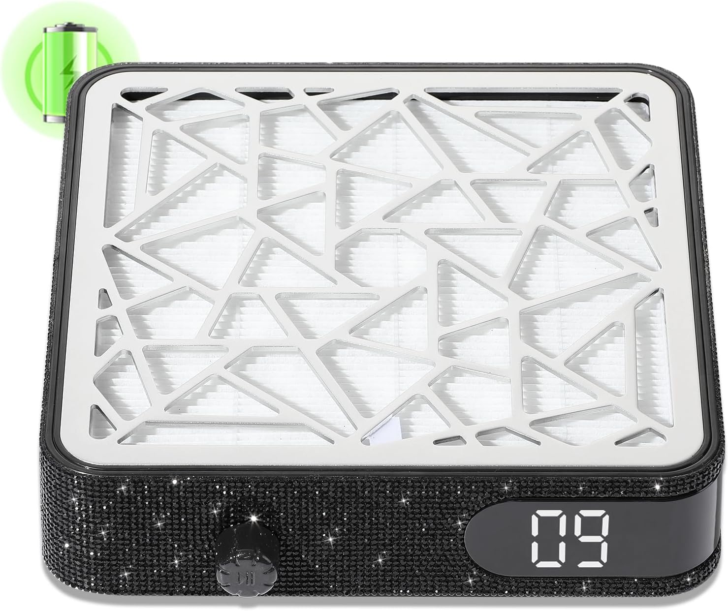 Nail Dust Collector, Cordless Dust Collector Nail Tech, Powerful Vacuum Fan Vent Dust Collector Extractor Dust Suction Machine for Acrylic Nails Polishing, Nail Salon, Black Diamond