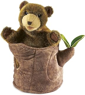 Folkmanis Bear in Tree Stump Hand Puppet, Brown