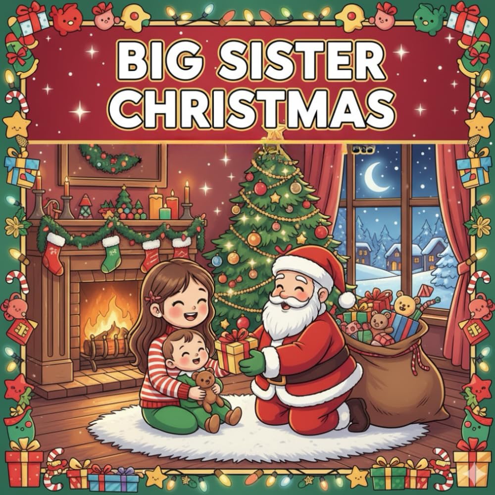 Big Sister Christmas Coloring Book: Adorable and Easy Holiday Coloring Pages Featuring Big Sister and Baby Sibling Moments – Cute Christmas Scenes for Kids Ages 4–8