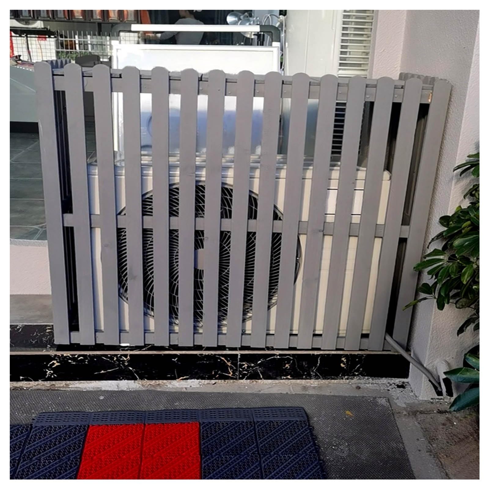 AYCDL Outdoor Air Conditioner Cover - Weatherproof Solid Wood Fence Screen for Unit Protection and Privacy,Grey-85x35x84cm