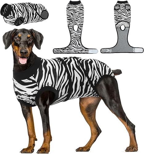 Kuoser Traje de recuperación de cirugía para perros, traje de recuperación para perros machos hembras, mameluco para perro después de la cirugía,