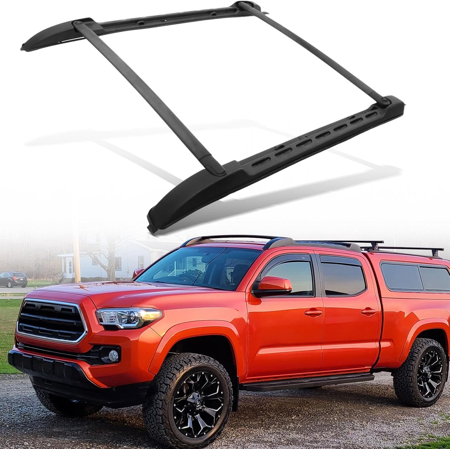 Roof Rack Cross Bars Kit Fit for 2005-2023 Toyota Tacoma Double Cab Only 165lbs Capacity Roof Rails Crossbar for Cargo Bike Kayak Snowboard Rooftop Accessories Cargo Carrier