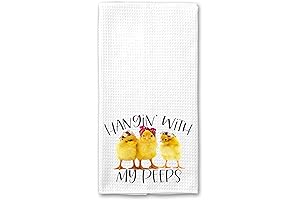 Hanging with my Peeps Chicks Floral Baby Chicken Farm Rustic Microfiber Kitchen Towel