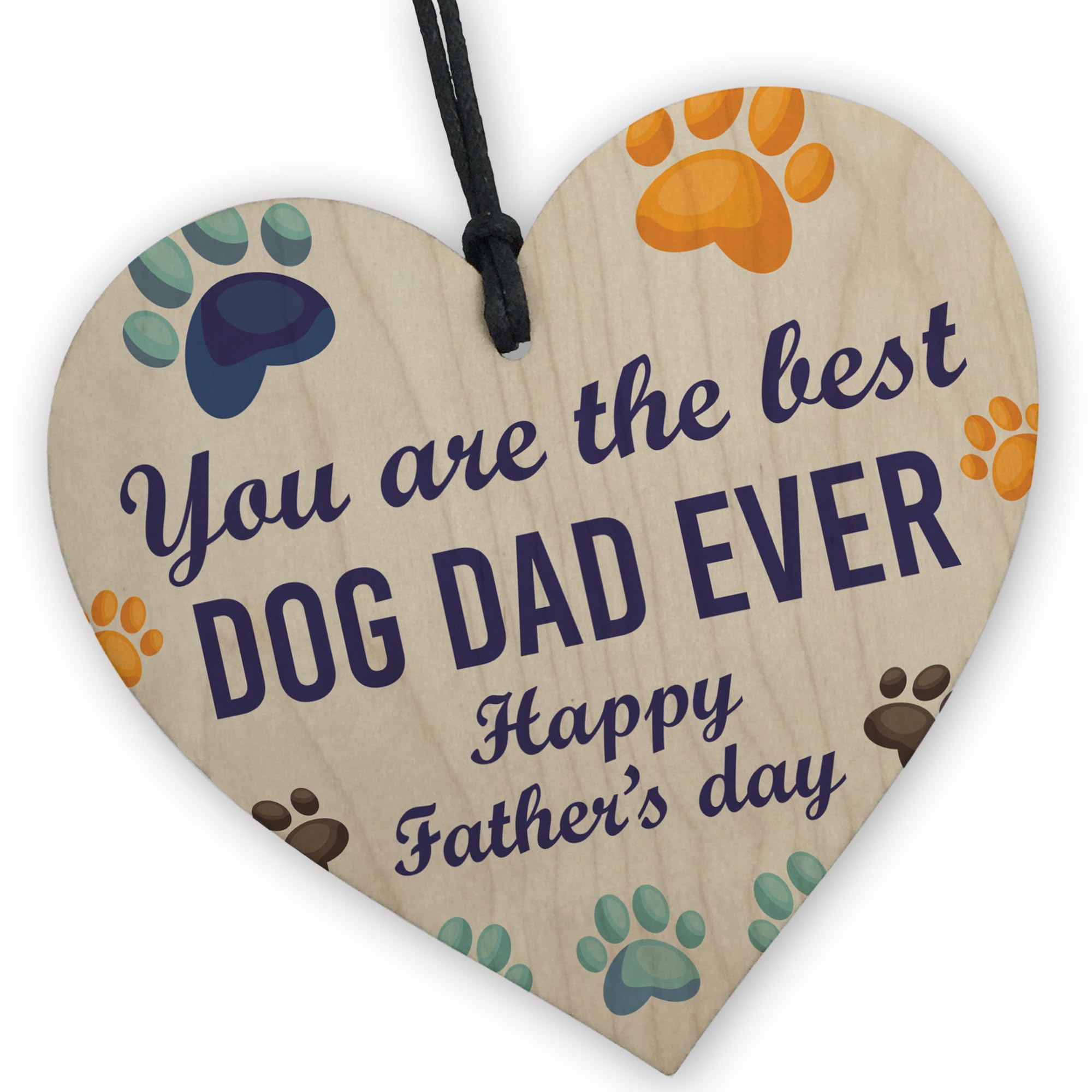 Red Ocean Funny FATHERS DAY GIFT For Dad From Dog Puppy Hanging Wood Heart Gift From Dog Pet Thank You Gift For Him Joke Dad Gifts From Dog Keepsake