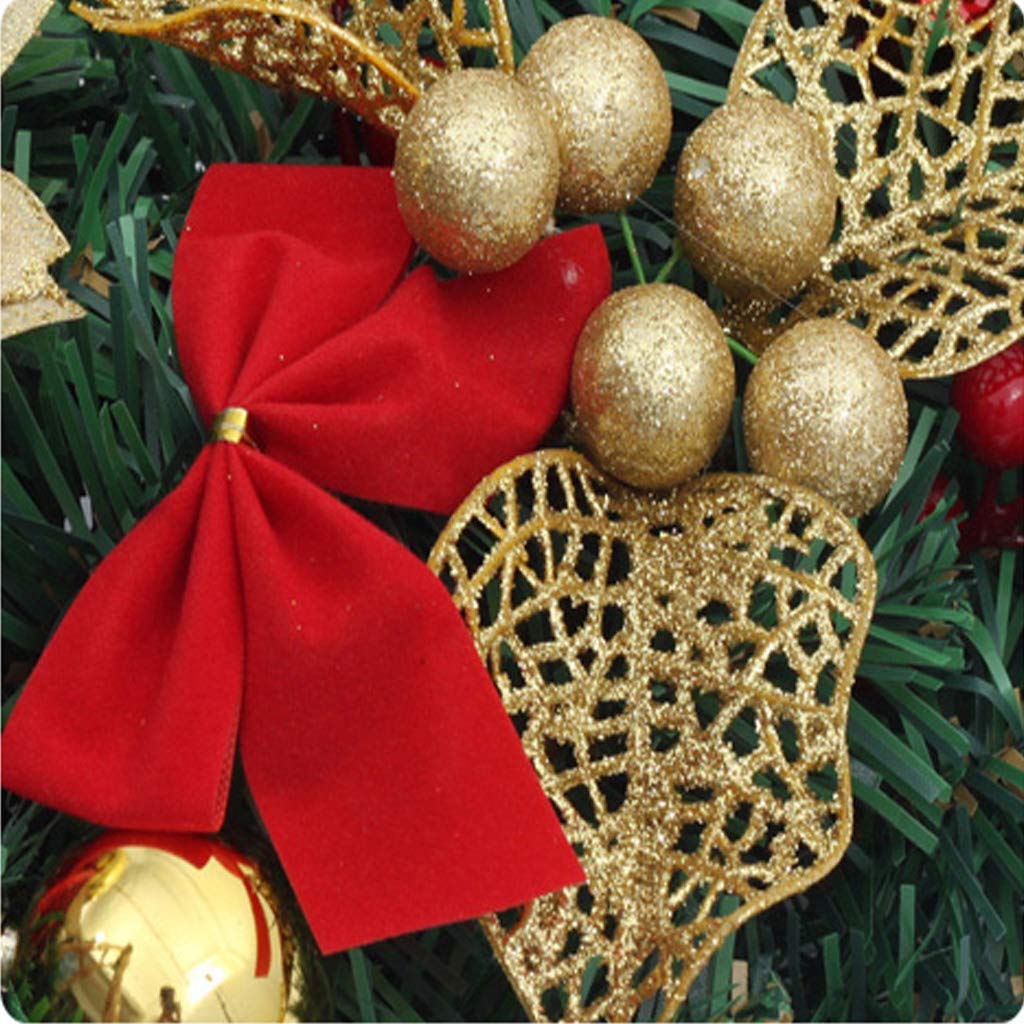 Enfudid Couronne de décoration de Noël en bois rustique pour porte d'entrée, porche, fenêtre, mur, ferme, intérieur et extérieur - Rouge - 40,1 cm