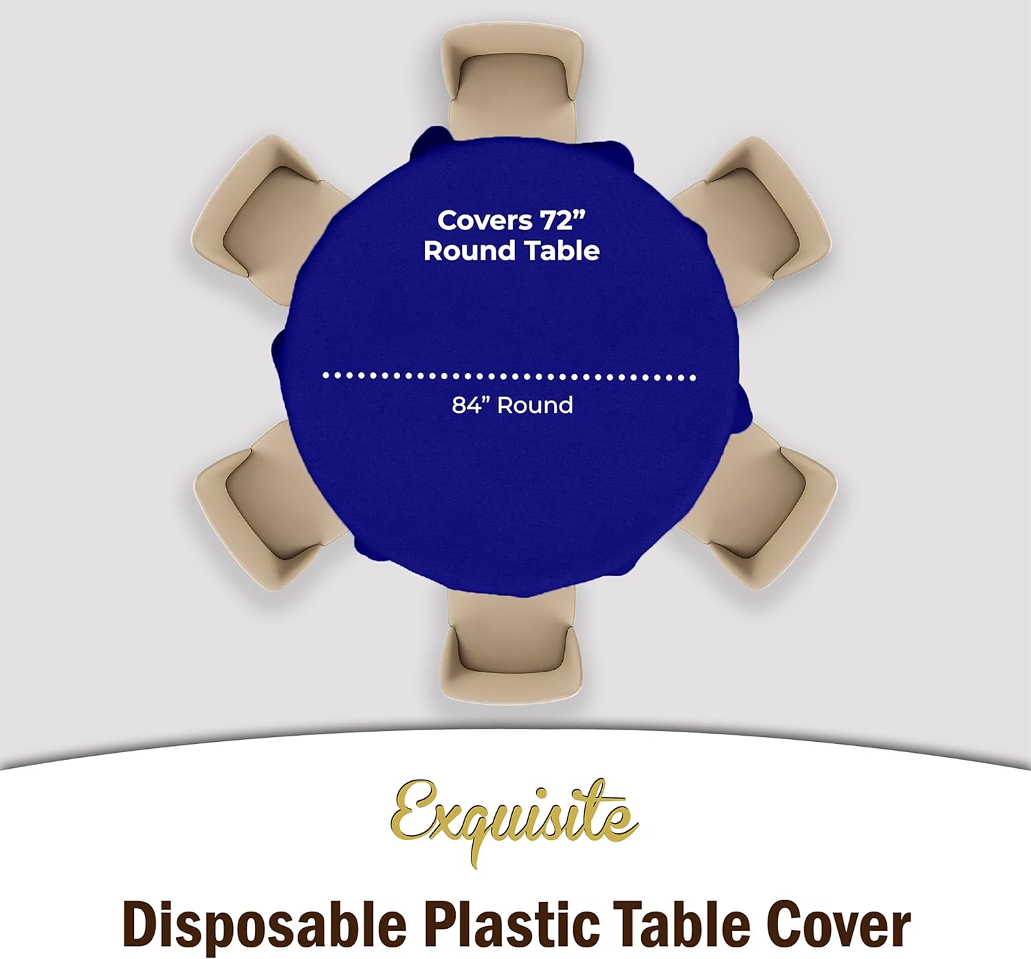 Party Solids Navy Round Plastic Tablecloth - 84 Inch, Pack Of 24