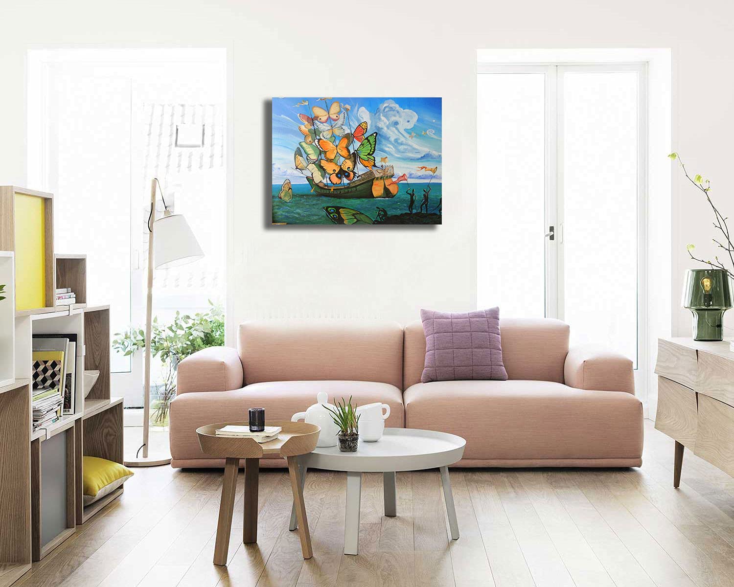 Quadro moderno DALI Salvador dalì barca mare farfalla RIPRODUZIONE STAMPA SU TELA Quadri Moderni Moderno Astratto Arte Cucina Soggiorno Camera da letto printerland.it (50x70 cm)