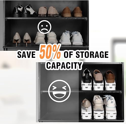 Vista 5 de TOPNEW Paquete de 20 Organizadores de Ranuras para Zapatos Apilador de Zapatos para un Par de Zapatos 4 Niveles Ajustables 50% Ahorrador de Espacio